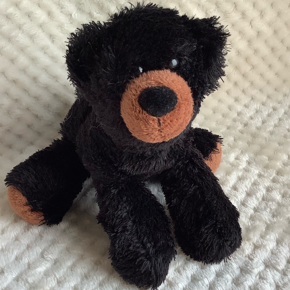 Aurora World Plush Mini Flopsie Black Bear Stuffed Animal Toy